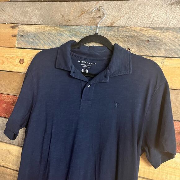 American Eagle Navy Super Soft Standard Fit Polo Size Small - Picture 3 of 6